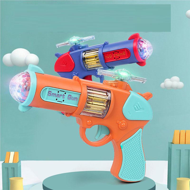 Children Toy Gun Projection Pistol Revolver Safe Non-firing Toy Smart Gun Rotating with Sounds Lights For Kids Gifts