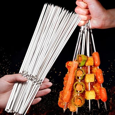10 espetos de churrasco reutilizáveis de aço inoxidável - Perfeitos para churrasco, shish kebab e acampamento!