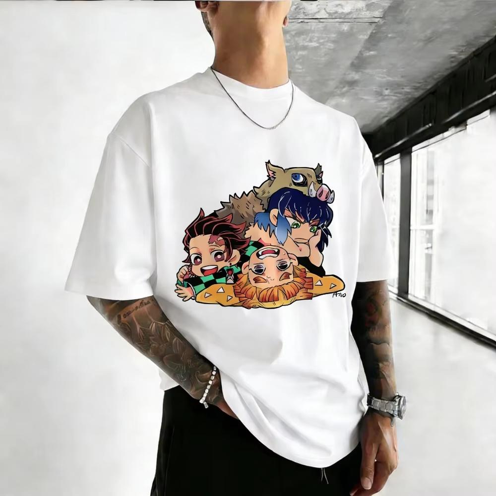 Mens and Womens Cotton TShirt  Demon Slayer 2026 Summer Anime Print Loose Family ShortSleeved Shirt