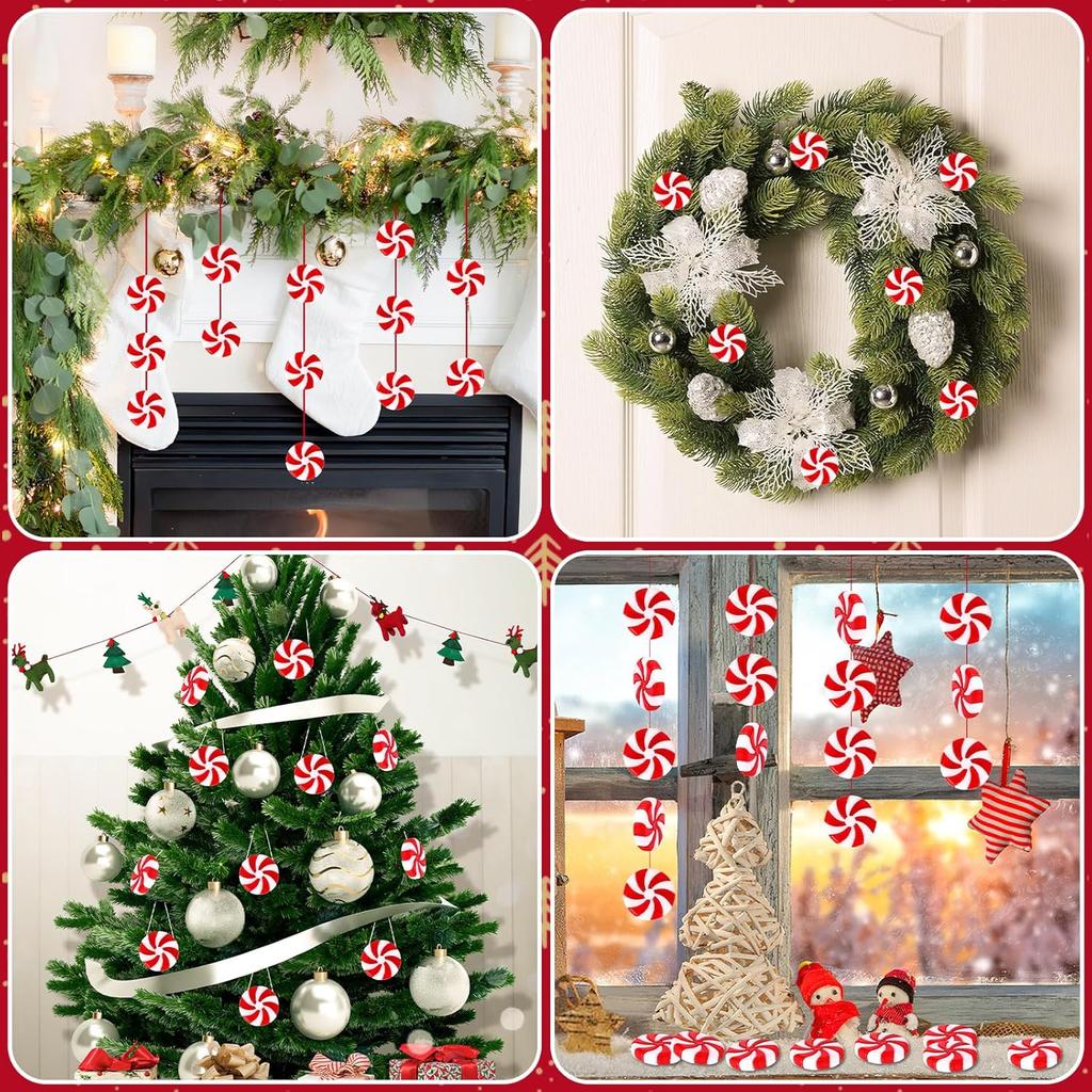 10/30pcs Candy Cane Christmas Decorations Red White Fake Peppermint Ornaments For Xmas Holiday Decor Party Favors Crafts Gift
