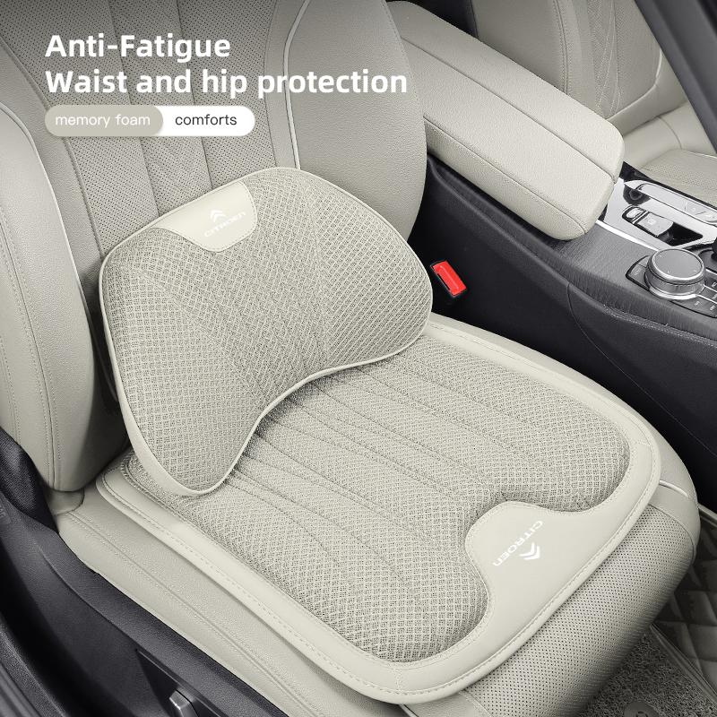 IJszijde Traagschuim Auto Hoofdsteun Lendensteun Kussen Set Voor Citroen C4 C3 C5 C5X e-C4 X e-C3 C-Elysee Berlingo C1 Sleutelhanger