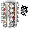 Revolving Spice Rack with 12/16/20 Jars, Rotating Seasoning Organizer with Labels, Stainless Steel Spice Carousel for Kitchen Countertop, Cabinet