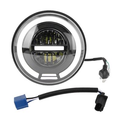7in Motorcycle LED Angel Eye Headlight Round IP67 Waterproof 12‑80V Red Yellow Lighting Universal