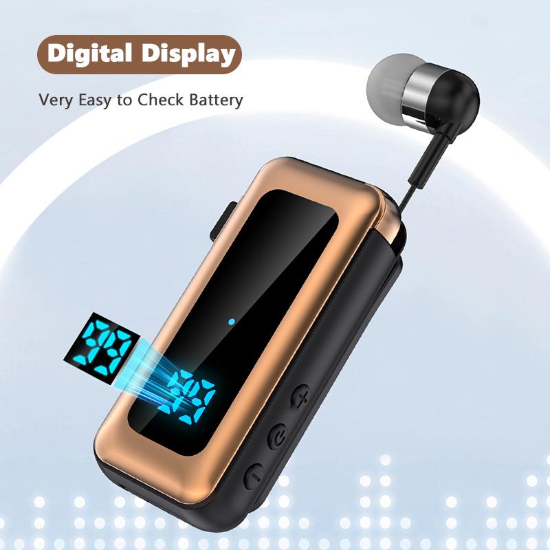 VAORLO Casque d'affaires avec Clip TF carte jouant Bluetooth 5.4 bruit annuler HD appel affichage numérique écouteur avec Microphone casque