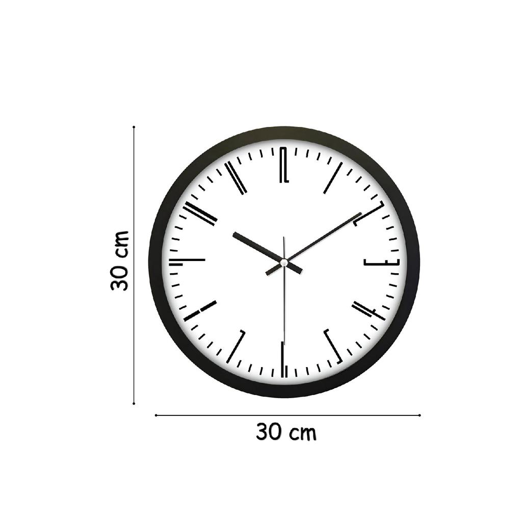 30 Cm Real Glass Flow White Wall Clock With Seconds