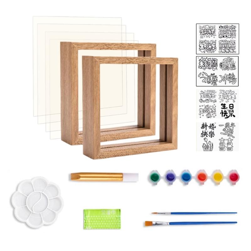Handprint Art Craft Set Glass Painting Supplies With 6 Color Paint For Mothers Fathers Grandparents Birthday Christmas