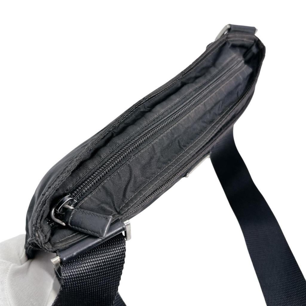 PRADA Triangle logo Shoulder Bag Nylon black Women Used