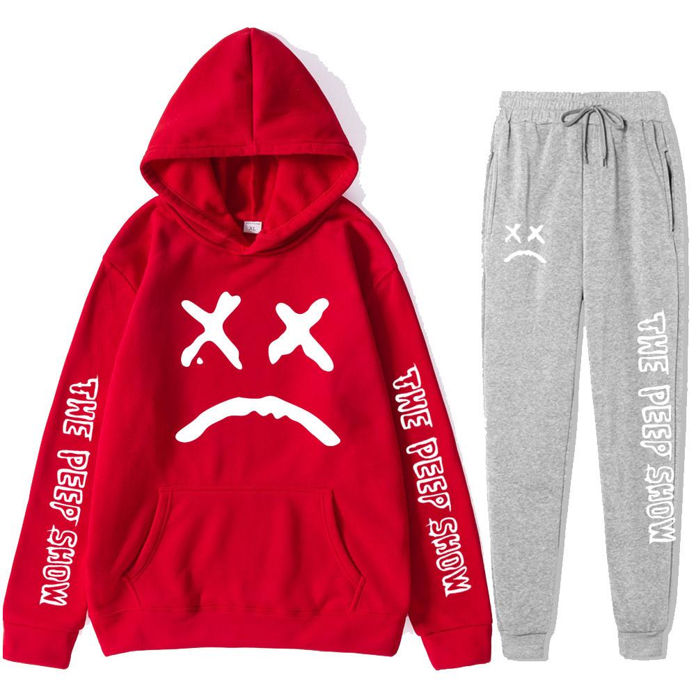 

Autumn Winter Lil Peep The Peep Show Graphic Printed Hoodies Sweatpants Set Fashionable Casual Warm Sports Long Sleeved Pants Men s Sport Wear XXL