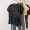 T-shirt Women Versatile Summer Casual Large Size Loose Round Neck Pullover Short-sleeved Tops