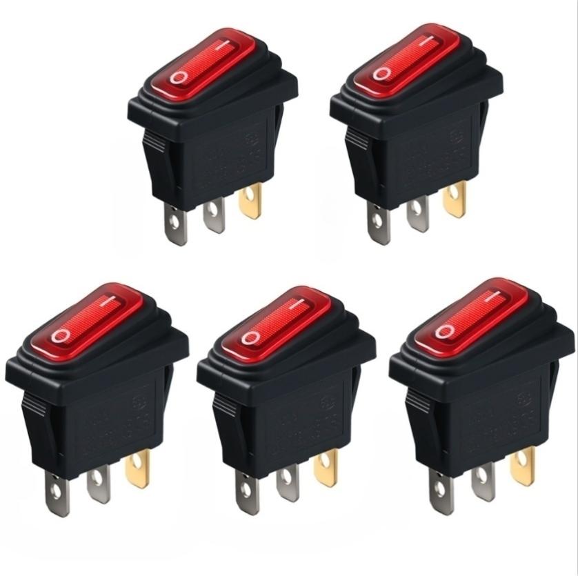 

Electrical Applications 2.2*2.8*4.3cm Power Switch High Current Capacity Impact-Resistant Shell ON-OFF-ON Design червоний