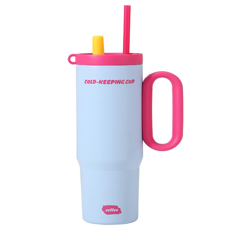 Jumbo Sunset Icebreaker Stainless Steel Thermos with Handle & Straw - Large Capacity, Portable Cold Storage for Outdoors