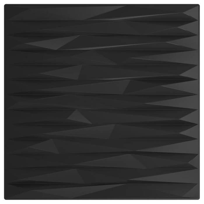VidaXL Panneaux Muraux 12 pcs, Autocollants Muraux, Papiers Peints, Revêtements Muraux, Décoration de Salon, Noir 50x50 cm 356940