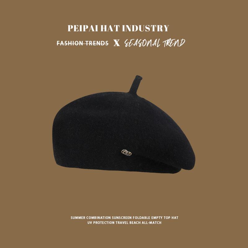 Beret autumn and winter face little girl painter hat versatile classic British retro newsboy hat