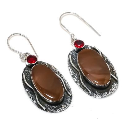 Natuurlijke Mookaiet, Granaat Edelsteen 925 Sterling Zilveren Oorbel 2.17" q6G66