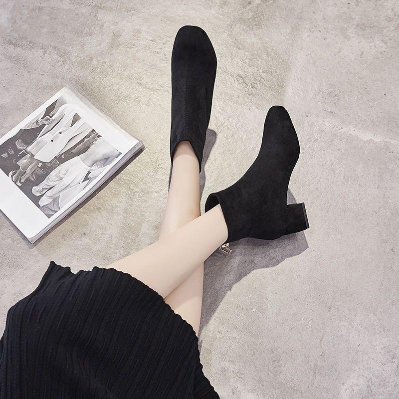 Fashion Ankle Boots for Women Zip Chunky Heel Soft Plus Big Size Booties Sale On Promotion Goth Large Warm Autumn Hot Woman Short Shoes