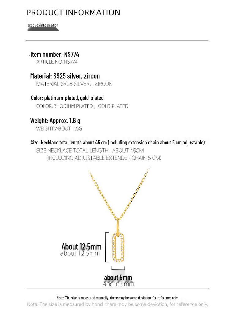 Banyan Tree S925 Silver Geometric Paperclip Necklace with Sparkling Diamond