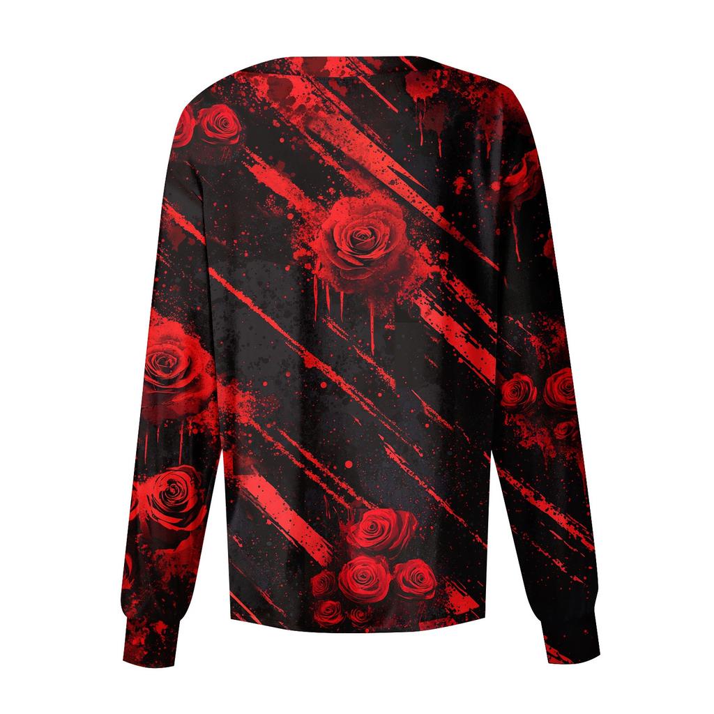 Women's Casual Fashion Single Breasted Halloween Graphic Printed Nurses Tops