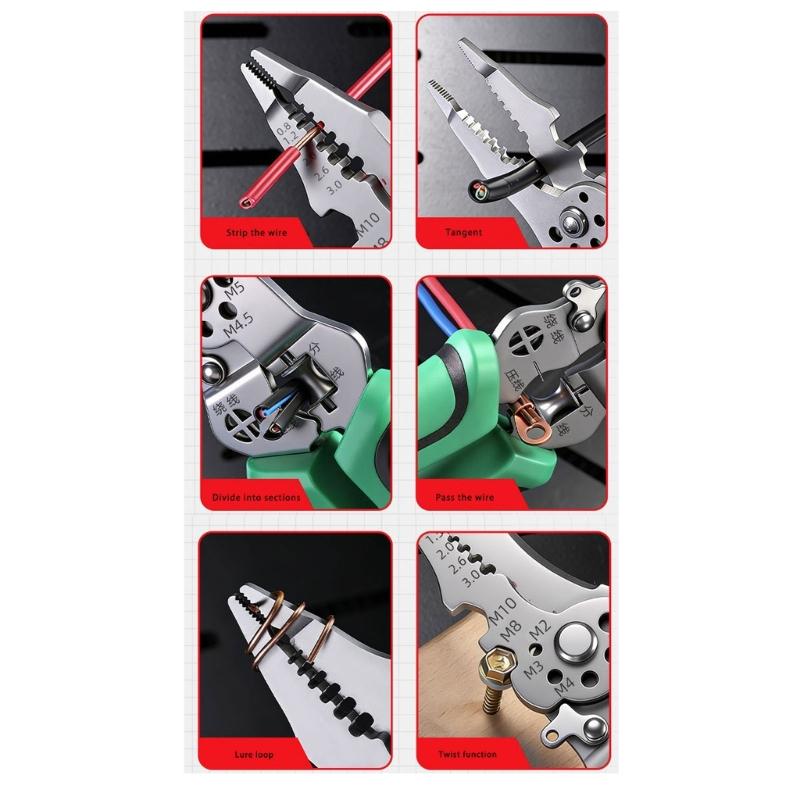 Ergonomic Handle Electrical Tool with None Contact Voltage Detection Wire Stripping and Cutting Capabilities Ergonomic Handle