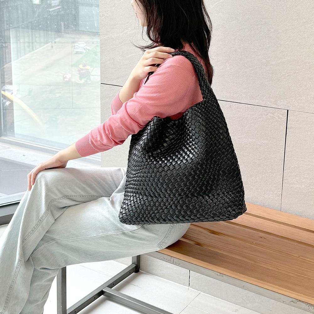 FICCE FC_8609L Weaving Shoulder Bag Large Brown Synthetic Leather