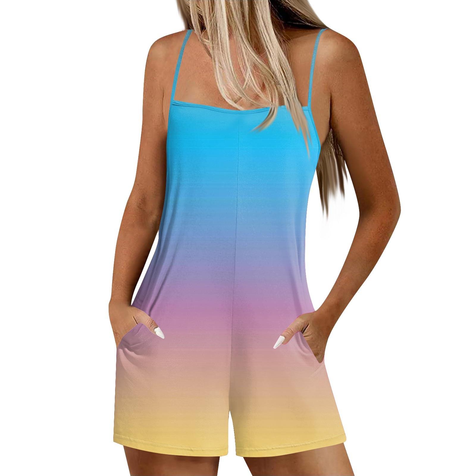 

Женский повседневный и модный комбинезон без рукавов с карманами, шорты, комбинезон, шорты M синий