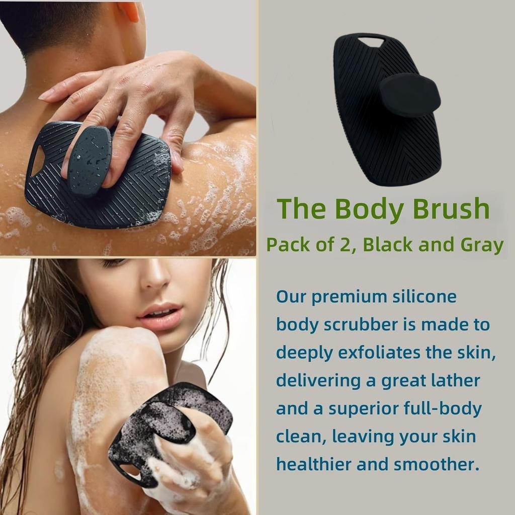 Exfoliating Silicone Brush Cleanser No Slip Handle Body Scrubber Clean Tools Bath Black Brush Massage Skin Bathroom Accessories