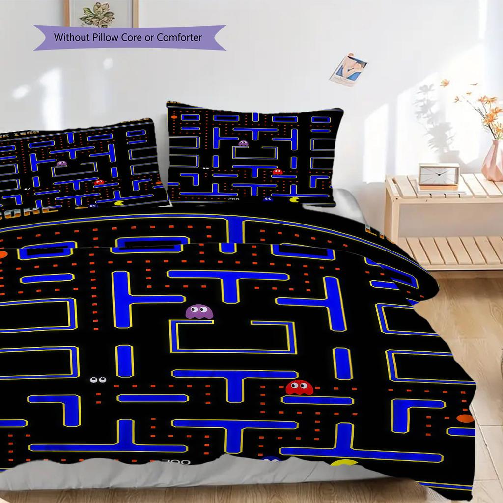 Classic Arcade Maze Adventure Bedding(1 * Duvet Cover + 2 * Pillowcase, Without Core) Christmas Birthday Gift Duvet Cover and Pillowcase Bedding Set