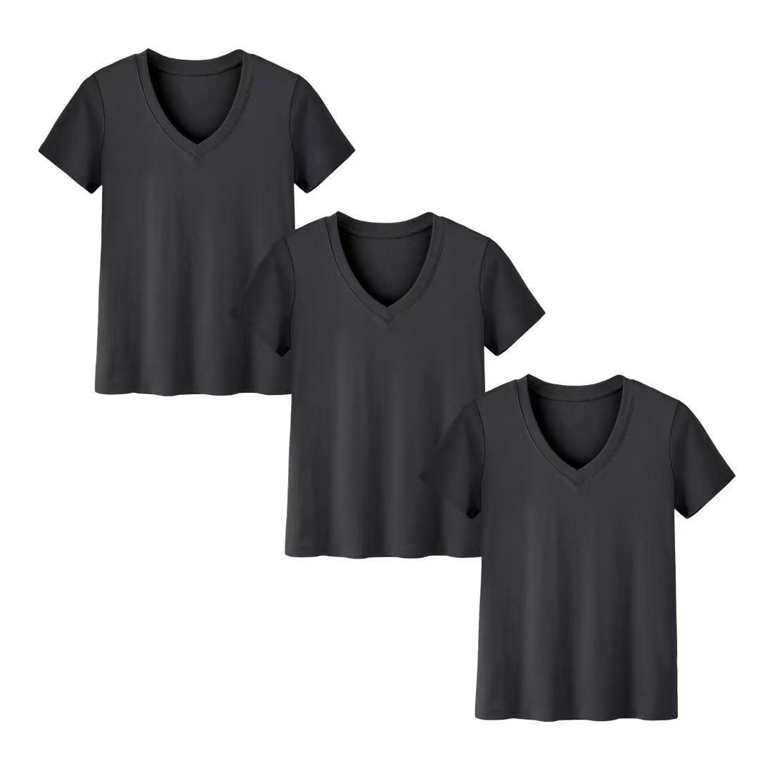 

Футболка женская Футболка из трех частей, летняя однотонная женская футболка свободного кроя с короткими рукавами и разрезом XL