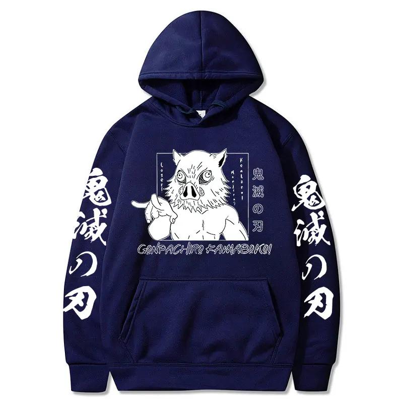 Demon Slayer Inosuke Hashibira Hoodies Anime Kimetsu No Yaiba Hooded Cute Kawaii Oversized Hoody Tops Men Women Sweatshirts