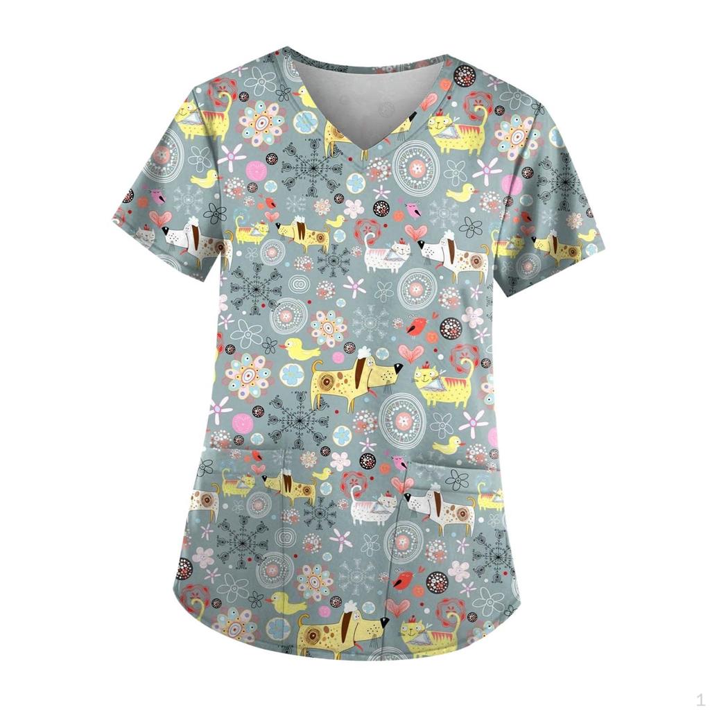 Surgical Shirt for Pet Groomers, Easy to Clean, Elegant, Professional, Short Sleeve, Nurse Work