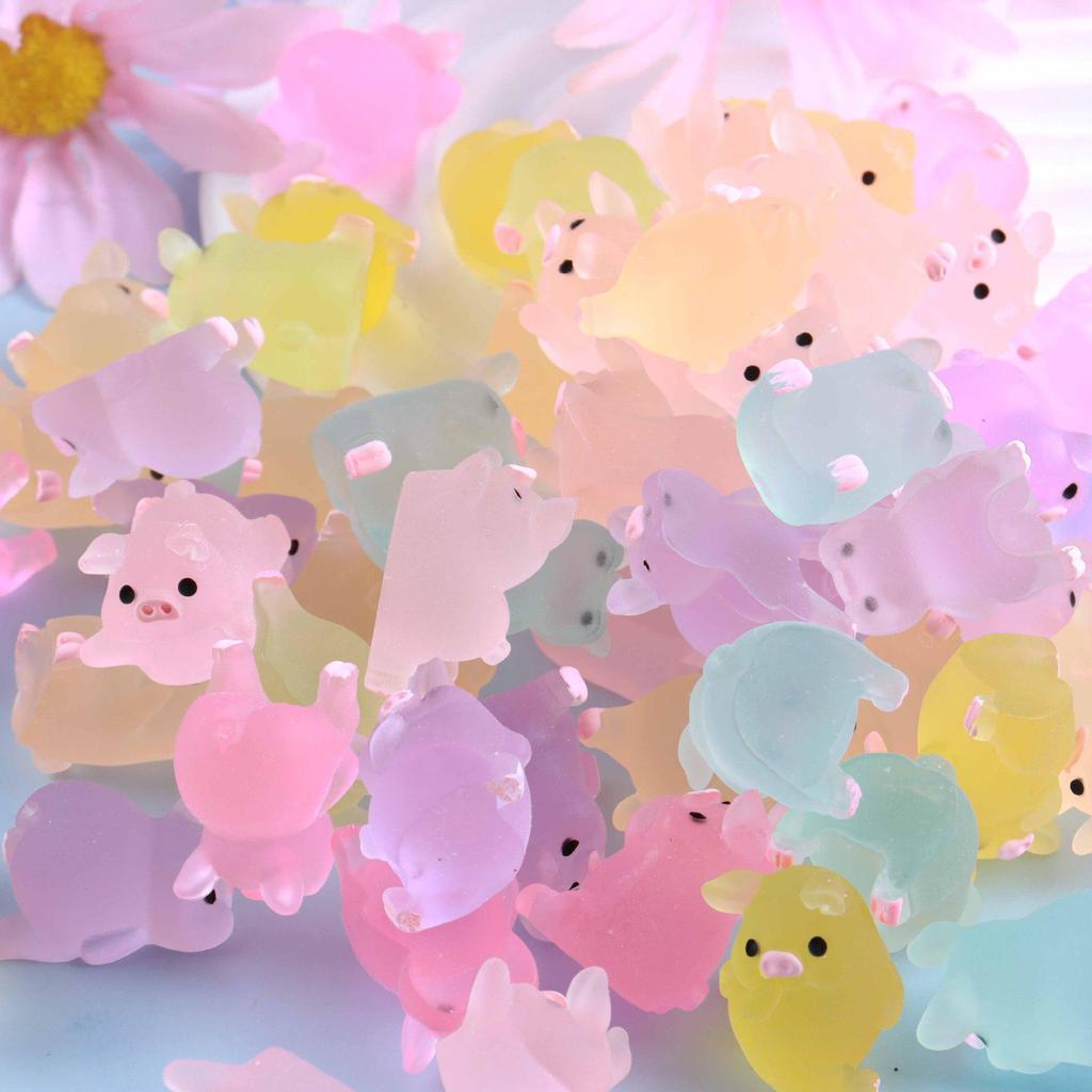 Resin Mini Luminous Animal Figurines - DIY Cartoon Toys for Micro Landscapes, Ideal Children's Gift