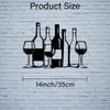 1pc 2D Flat Wine Bottle Glass Metal Wall Art Modern Minimalist Black Outdoor Decor for Bar Kitchen Dining Room
