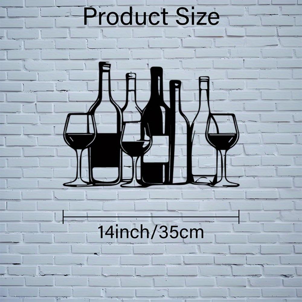 1pc 2D Flat Wine Bottle Glass Metal Wall Art Modern Minimalist Black Outdoor Decor for Bar Kitchen Dining Room