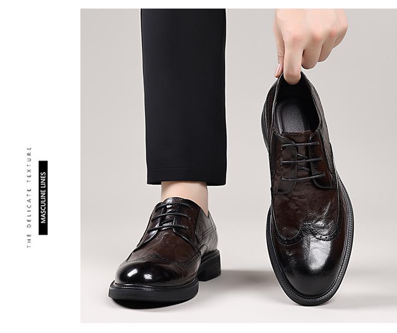Men's Autumn Lambskin Brogue Shoes - Formal & Casual Lace-up 