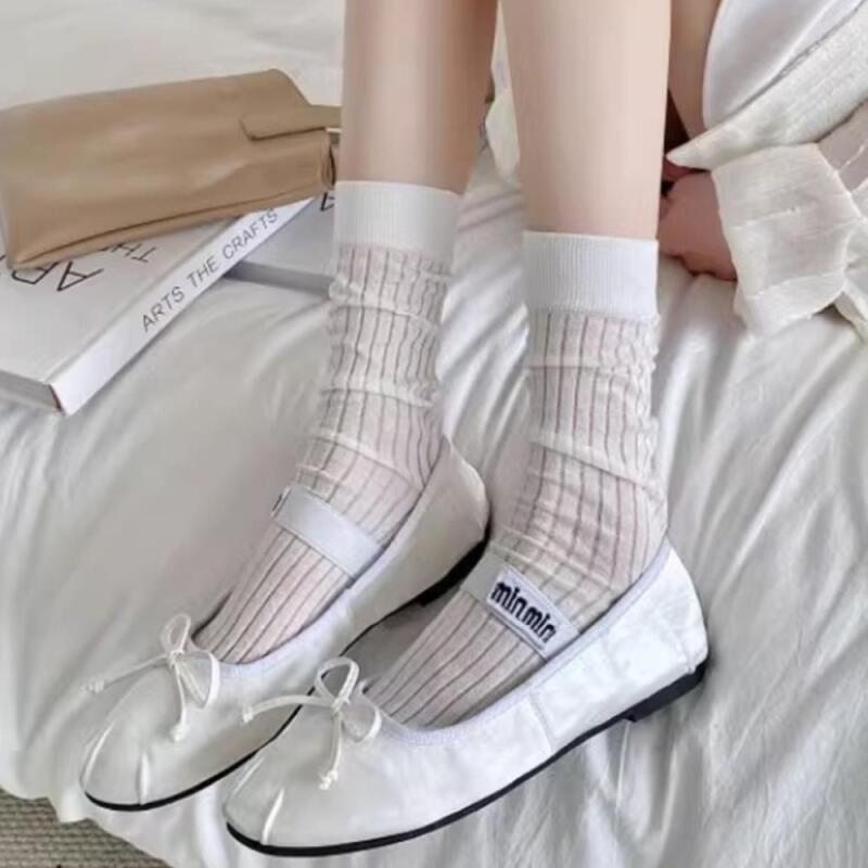 Women s Summer Daily See-Through Fashion Socks A29841_Charcoal