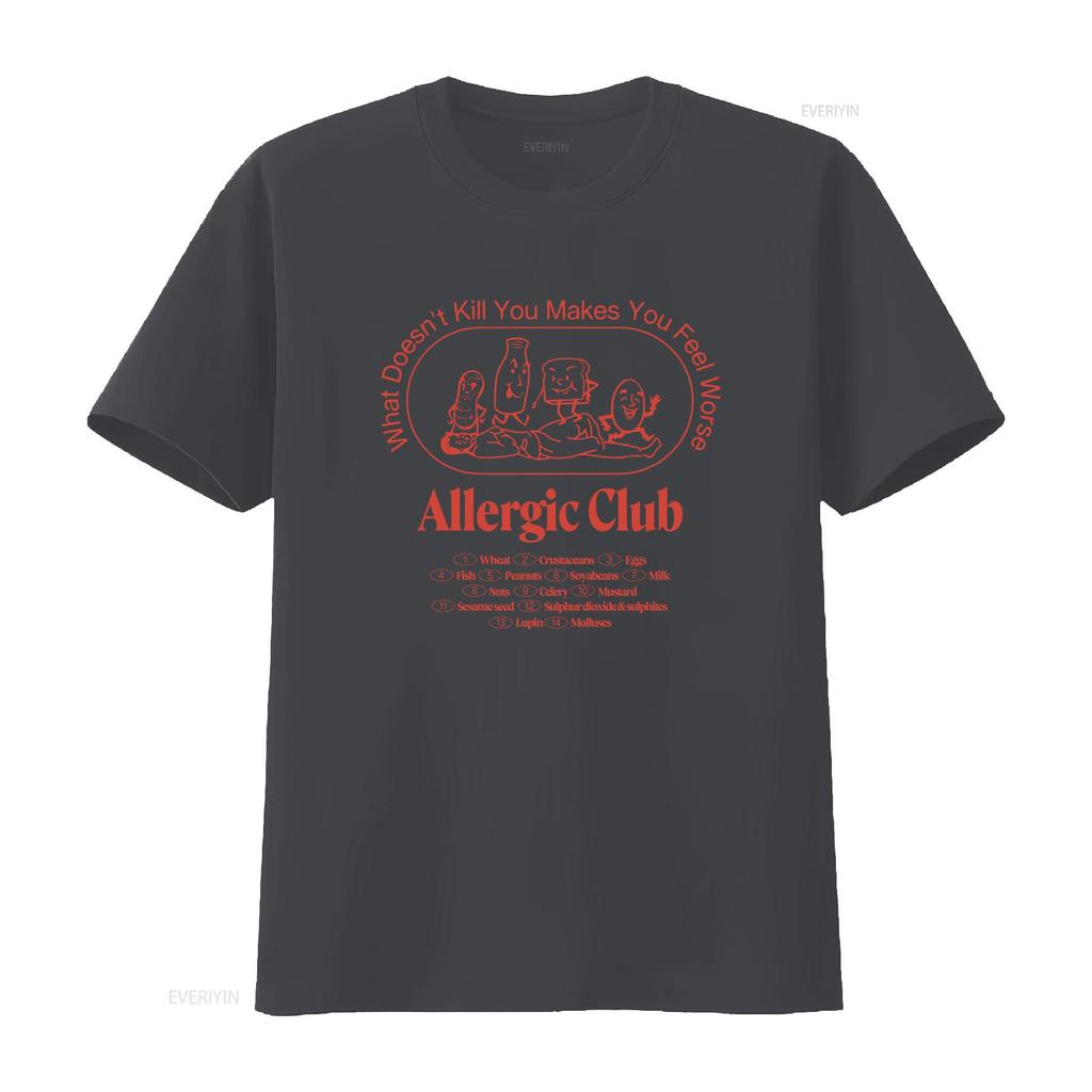 Allergic Club T Shirt Retro Vintage Design Perfect Birthday for Friends vintage Washed Stretched graphic Slightly homme Casual