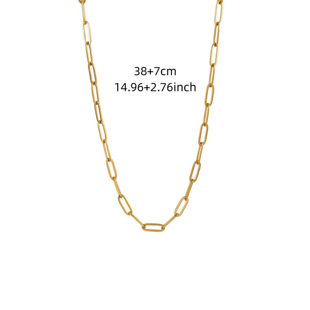 Collana geometrica a catena rotonda a maglia snake con perline in acciaio inossidabile placcato oro 18 carati per donna