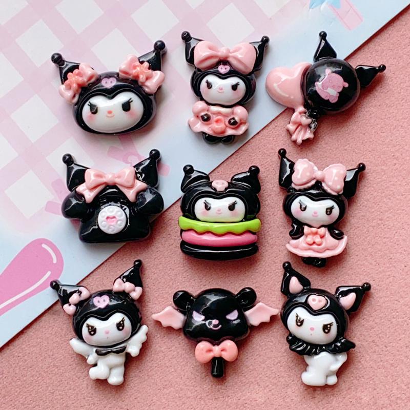 10 Pcs New Kawaii Cartoon Girl Hamburg Telephone Resin Flat Back Scrapbook Figurine Diy Bow Decor Accessories Crafts A2