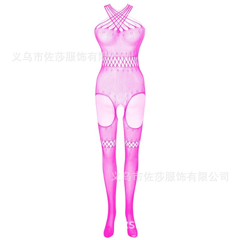 Sex Underwear Sexy Temptation Neck Hollow Open Crotch Transparent One-piece Net Clothes Net Hole One-piece Net Socks