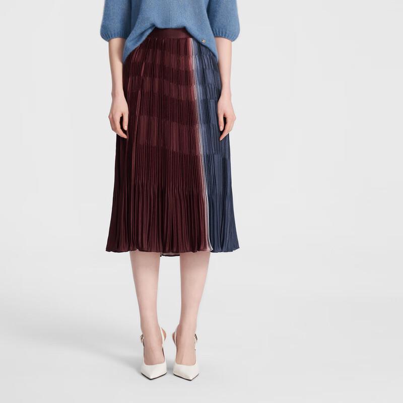 ELLASSAY Vintage Elegant Elastic Waist Mid-Length Pleated Skirt M