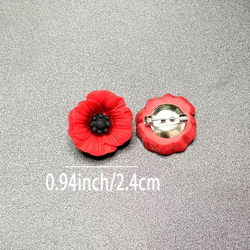 5pcs Vintage Red Poppy Flower Brooches - Elegant Resin Fashion Jewelry for Men & Women, Perfect for Clothes, Backpacks, Hats