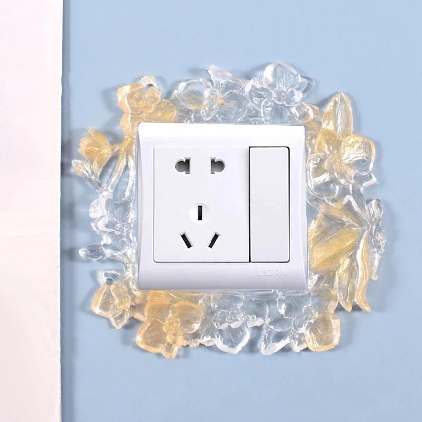 Forma silikonowa do kleju kryształowego DIY Domowe Kreatywne Ładne Koronkowe Przezroczyste Naklejki Dekoracyjne na Włącznik