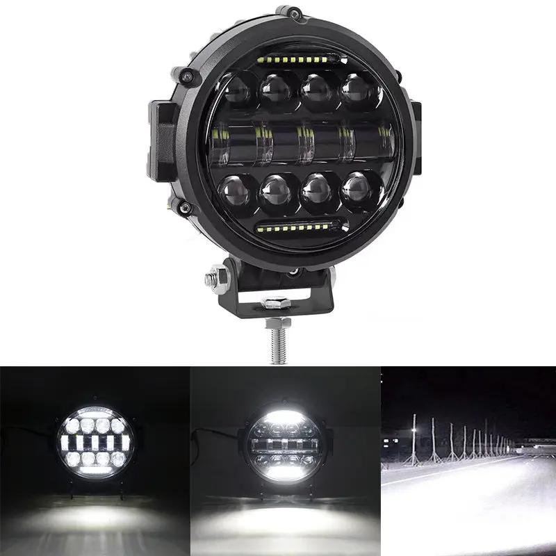 7-inch 60w Round Led Lights Spotlight Super Bright Offroad LED Work Light Bar Adjustable Mounting Bracket Daytime Running Light 1x work light