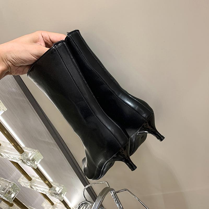 Fashion Sexy Pointed Toe High Heels Luxury Women High Boots 2025 Winter Designer Mid Calf Snow Boots Soft Leather Goth Botas Dress Pumps