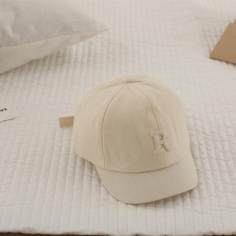 

Summer Baby Baseball Cap Letter Embroidery Toddler Peaked Hat Korean Solid Color Short-brim Kids Boy Girl Sun Hats 46-53cm fit 1-5Y бежевый