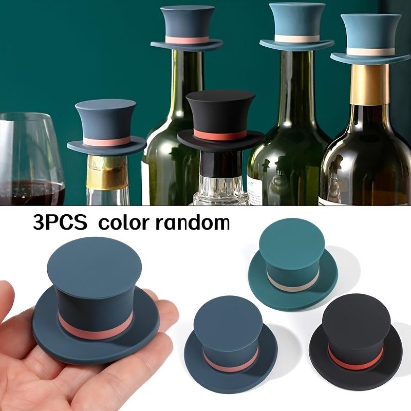 Набор из 3 силиконовых пробок для вина  Волшебная шляпа  случайных цветов, пылезащитные и многоразовые силиконовые открыватели для бутылок для закупорки и сохранения красного вина,