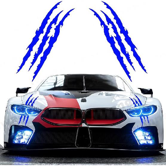 2Pcs Monster Claw Marks Headlight Car Sticker Stripes Scratch Decal Vinyl For Sports Cars SUV Pickup Truck Window Motorcycles Ect(Black)
