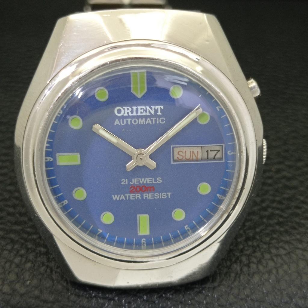 VINTAGE ORIENT AUTOMATIC 46941 JAPAN MENS BLUE COLOR DIAL WATCH a700708-5 R204-a700708