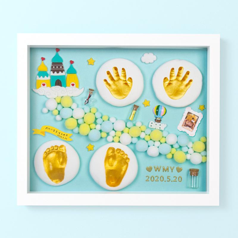 Baby Full Moon Print Mud Lanugo Souvenir Photo Frame Newborn Baby Foot Print One-year-old Hundred-day Gift