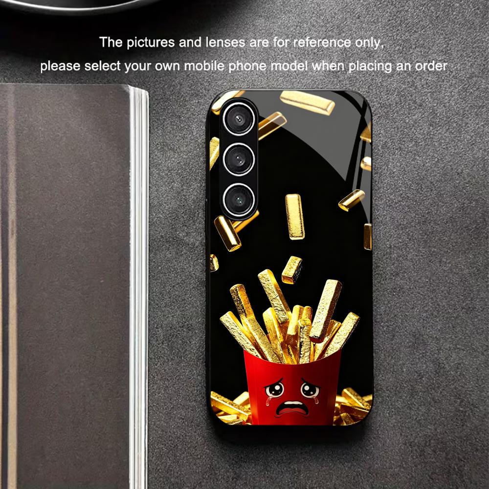 French fries Protective Exquisite High-end PhoneCase Glass TPU PhoneCase for Samsung Galaxy S26 S25 S24 S23 S22 FE,Ultra,Plus