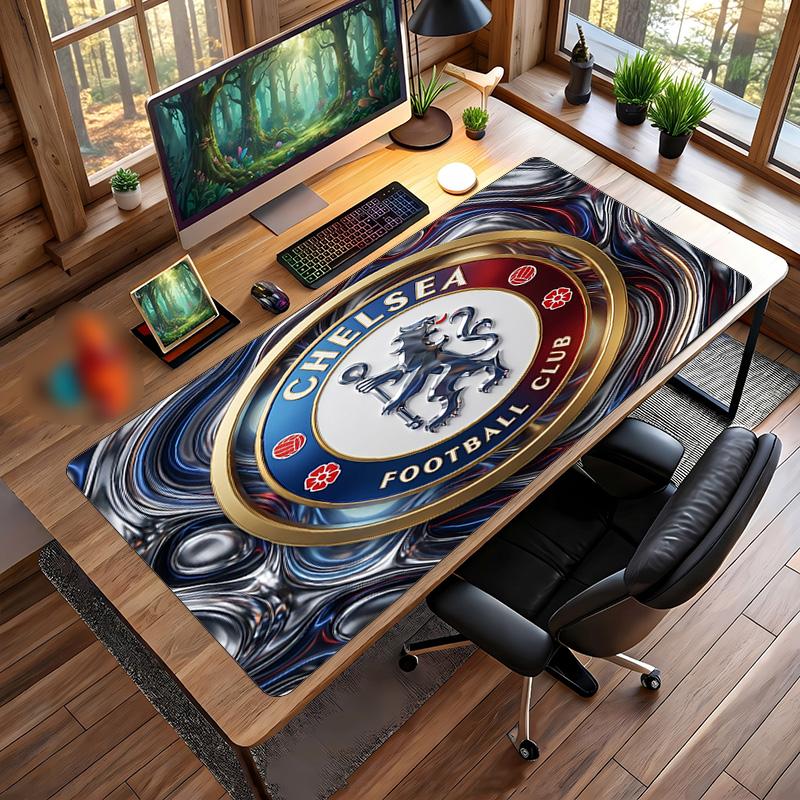 Tappetino per Mouse Grande Stampato Chelsea FC, Tappetino da Scrivania Gaming Morbido in Gomma Antiscivolo per Decorazione Ufficio Laptop Computer